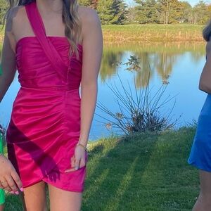 Vibrant Pink Asymmetrical Mini Dress